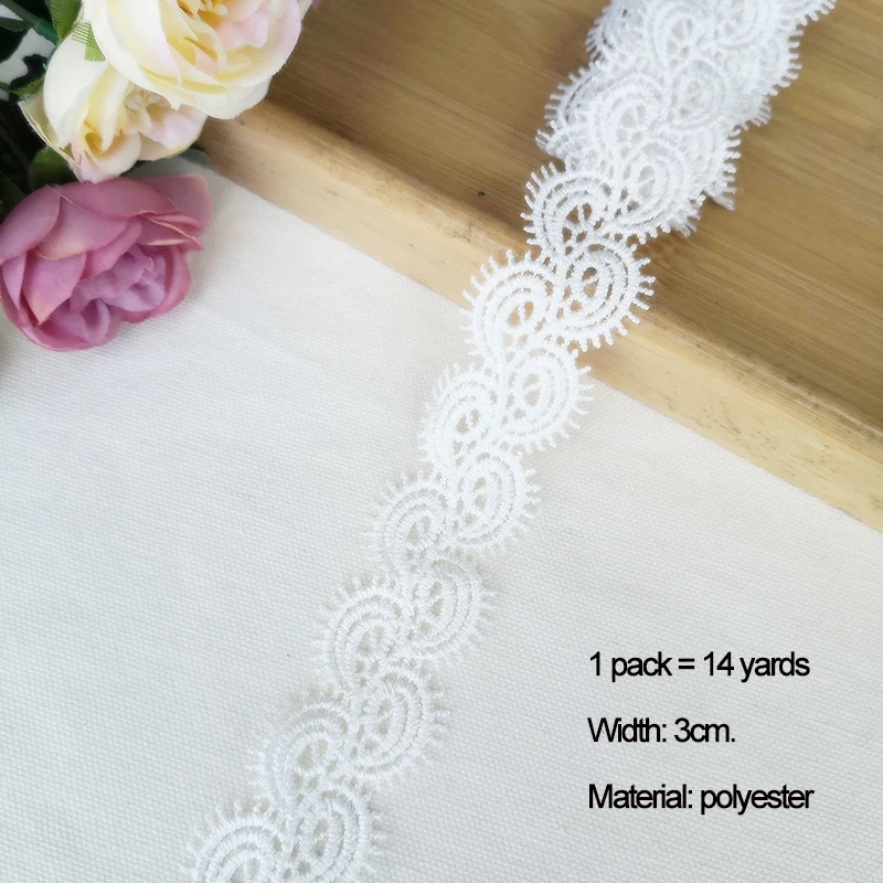 White 14 ярдов 1,7-8 см вышивка, кружевная отделка, пэчворк, ручная работа, рукоделие, Швейные аксессуары, ткань, украшение одежды, 910 - Цвет: White