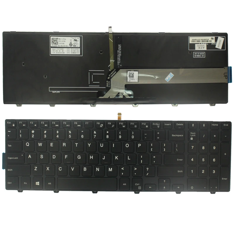Клавиатура для ноутбука с подсветкой Dell Inspiron 5547 3541 3542 3543 3558 5542 5543 5545 15 3000 черная -
