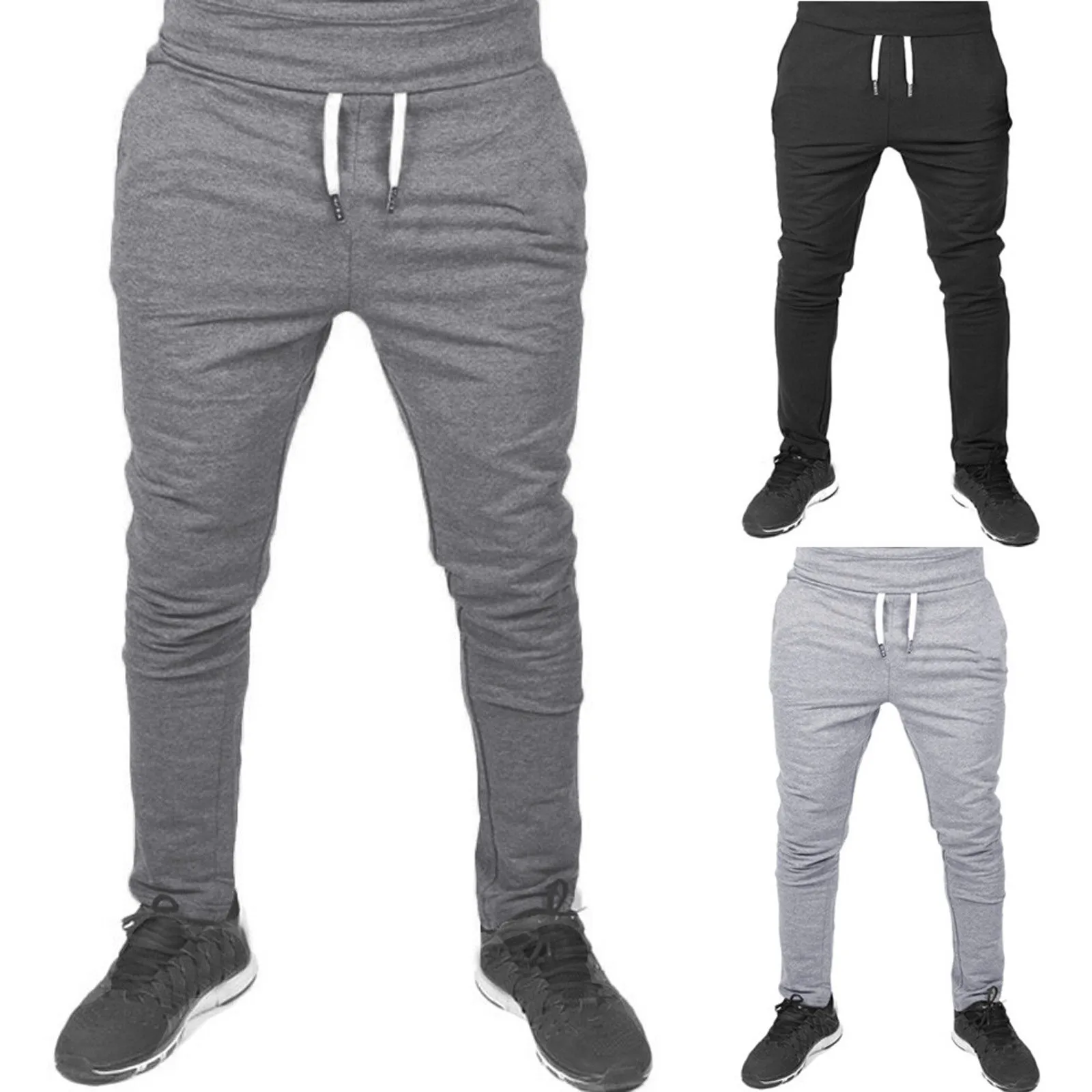 

Men's Casual Pants Solid Color Excellent Elastic Fitness Track jogging Pants Slim Sports Running Pants Men Clothes sweatpants