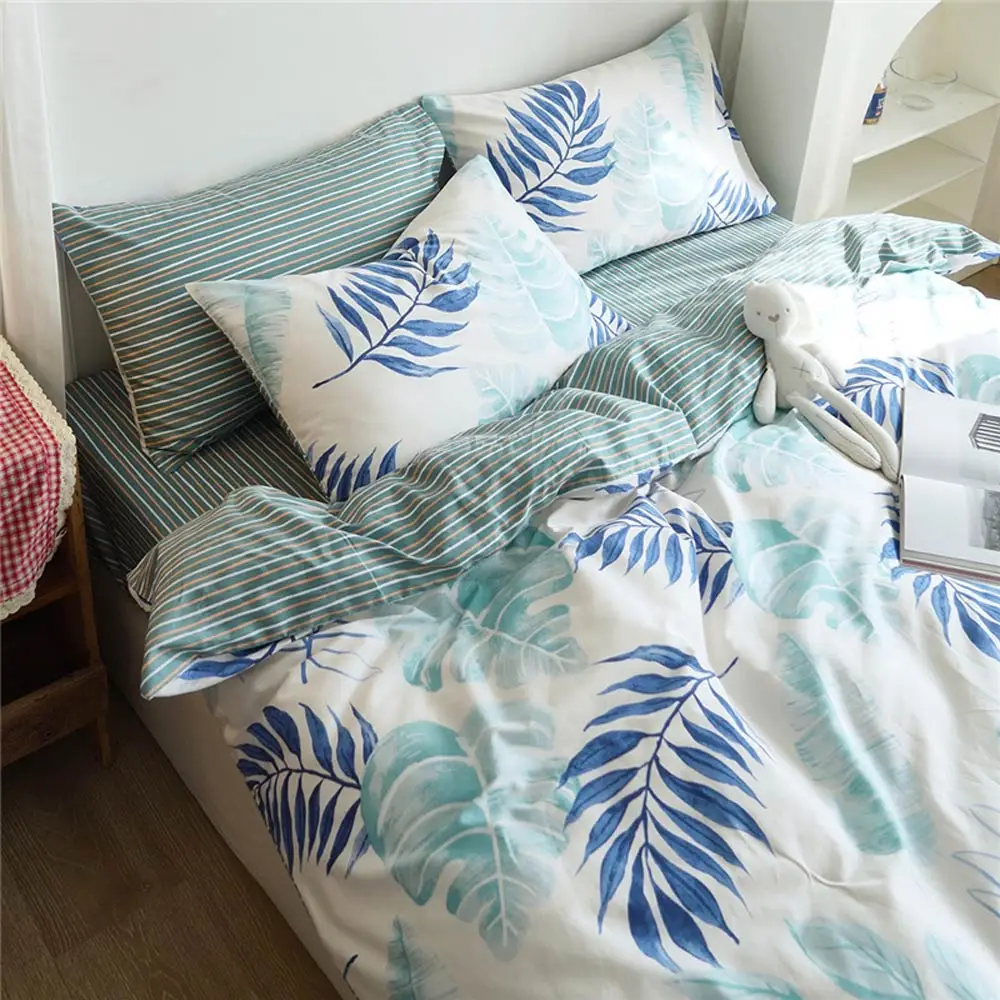 

Svetanya Cotton Duvet Cover Set Plants Cartoon Bedding Set (flat Fitted Sheet Cover Pillowcase) Single Double Size
