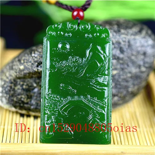 Натуральный зеленый китайский нефритовый пейзаж кулон ожерелье Модные
