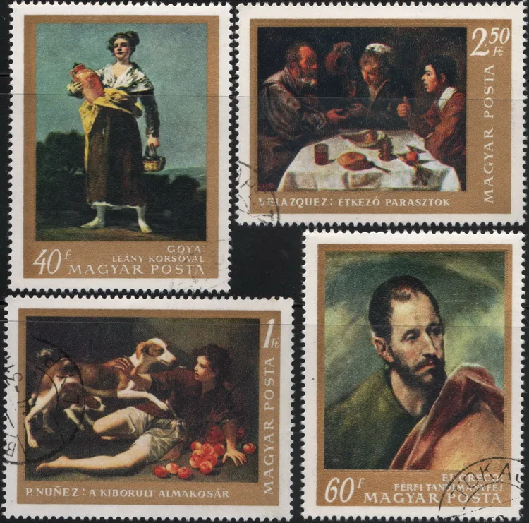 

4 шт./компл. марки почты Венгрии, всемирно известная масляная живопись, использованные почтовые марки для коллекционирования
