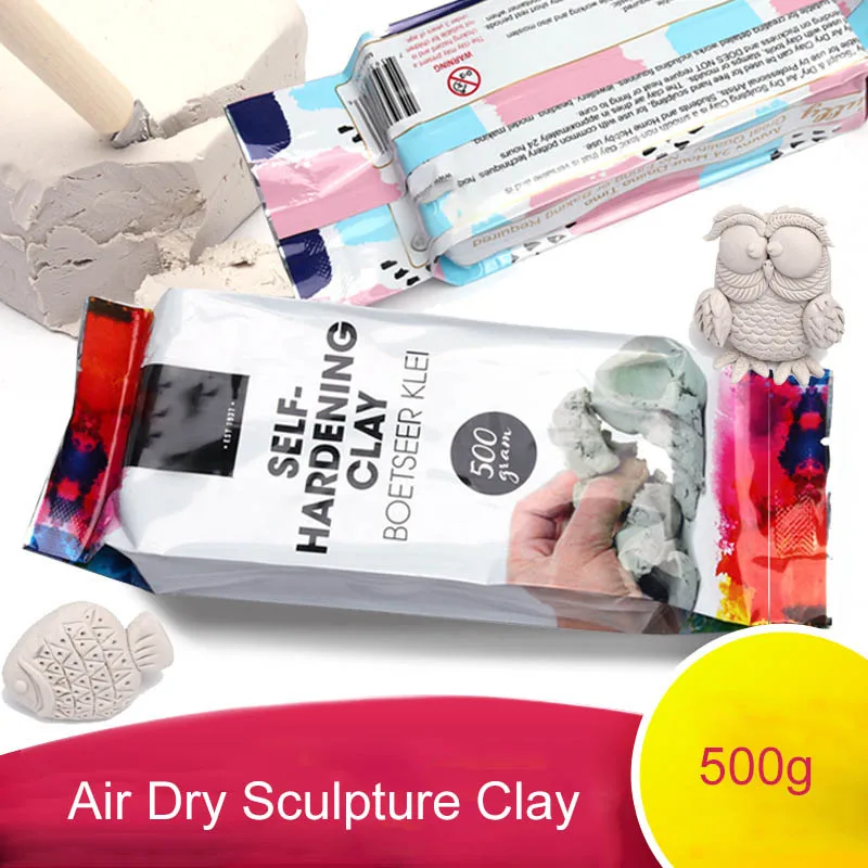 

Baking Free Air Dried Clay Molding DIY Plastic Polymer Clay Vacuum Packaging Ceramic Sculpture Air-Hardening Modeling Clay 500g