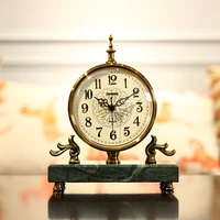 European Simplicity Luxury Table Clock Creative Bracket Clocks American Vintage Marble Desk Clock Living Room Watches Home Decor