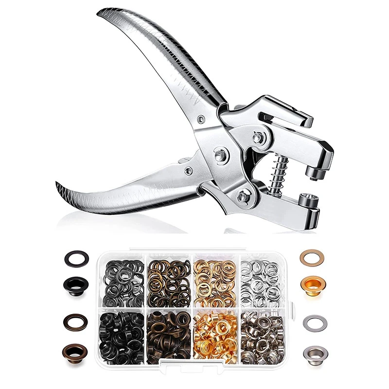 

Набор плоскогубцев для отверстий под люверсы 3/16 дюйма, плоскогубцы для отверстий под люверсы, Ручные плоскогубцы с 200 Люверсами