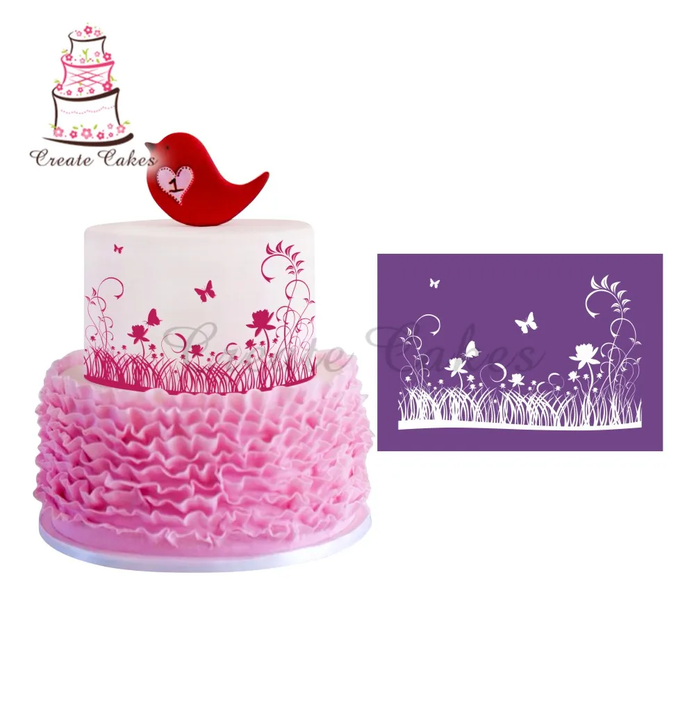 Бабочки летающие и травяные трафареты для торта дизайнерские помадки новый