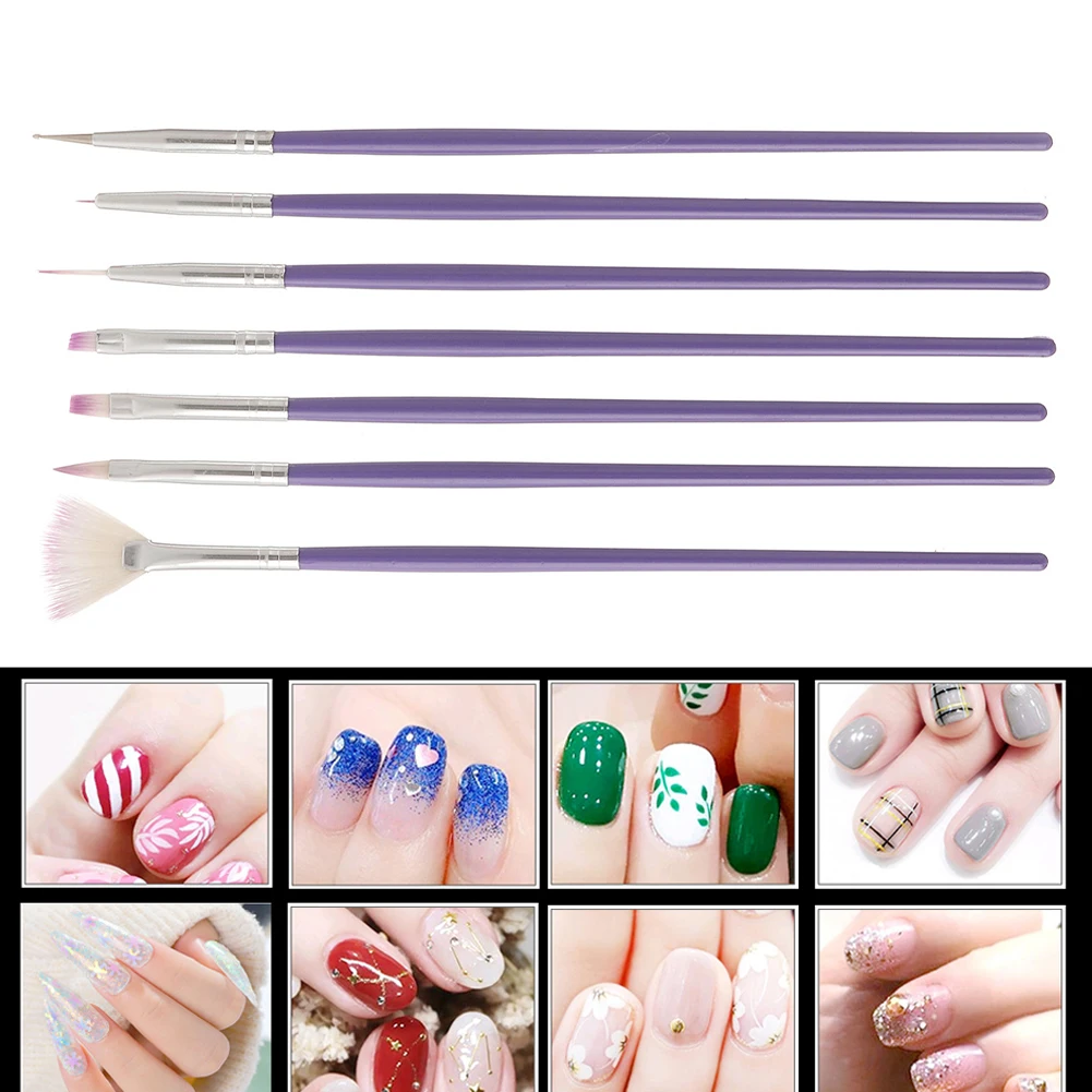 

7pcs Nail Art Gel Pen Manicure Brushes UV Gel Nail Polish Row Dotting Builder Drawing Carving Tools Set Nail Design Painting
