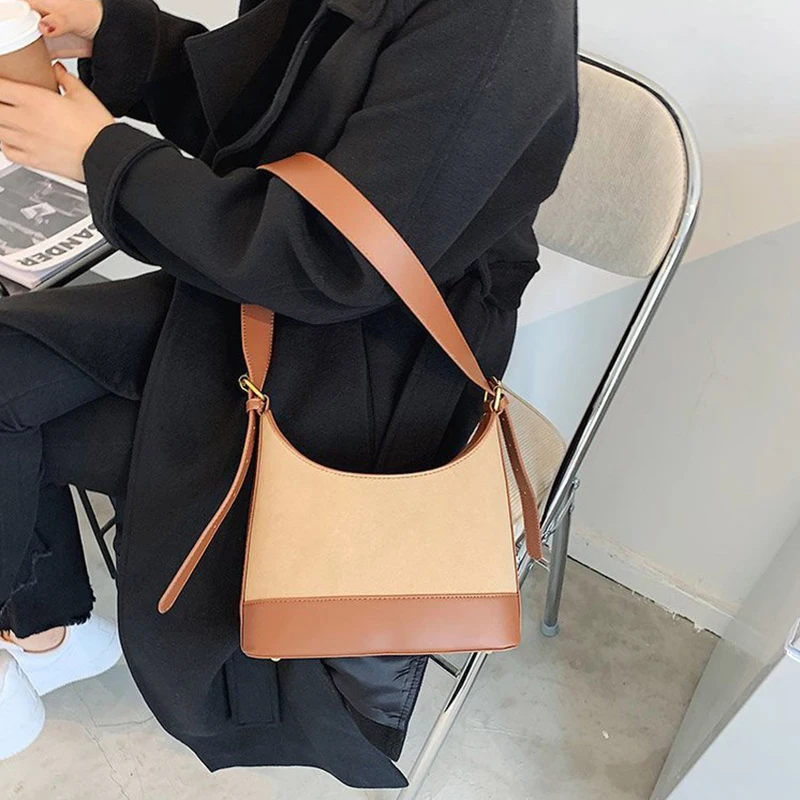 

FACTOO One-Shoulder Armpit Small Square Bag Female Retro Casual Lady New Fashion PU Leather All-Match Broadband Messenger Bag