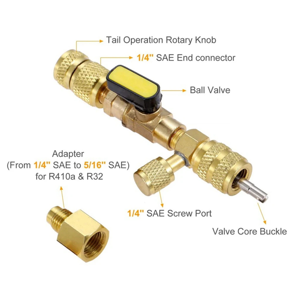 

Remover Tool Brass Adapter Installer Hand Tools Repair New R410 R22 Air Conditioning 1 Set Valve Core