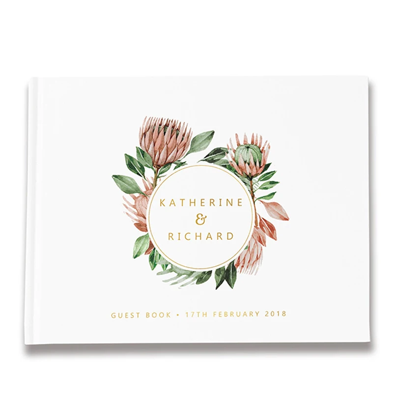 Индивидуальная книга для гостей на свадьбу родные цветы из Австралии золотой