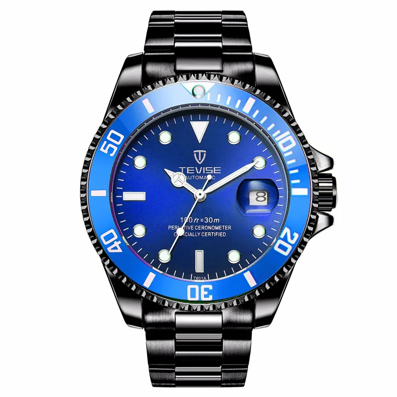 TEVISE steel 9 Tevise автоматические механические часы водонепроницаемые часы для дайвинга мужские наручные часы - Цвет: TEVISE steel 9