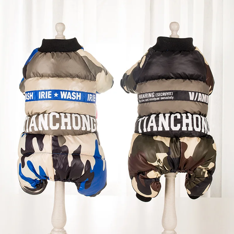 Зимние теплые Pet Одежда с принтом в виде собак собака пальто куртка