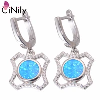 cinily created blue fire opal cubic zirconia silver plated wholesale for women jewelry drop earrings 1 18 oh4456