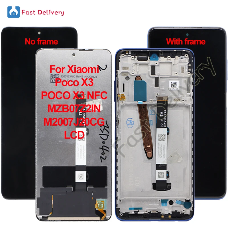 ЖК дисплей для Xiaomi Poco X3 NFC M2007J20CG MZB07Z2IN сенсорный экран дигитайзер в сборе запасные