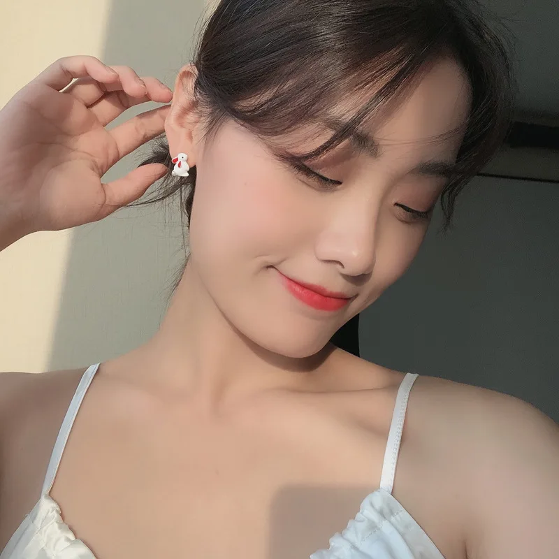 Minimalist Rabbit Daisy Stud Earring For Women 2021 New Heart Design Flower Earring Korean Girls Sweet Fashion Jewelry images - 6