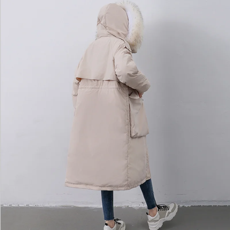 

2019 new style winter down jacket long style Korean version real wool collar thickened women coat loose fashion lady clothes
