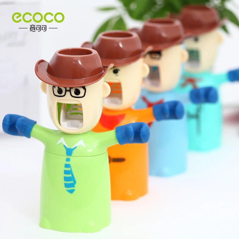 

ECOCO Children's Wash Set Automatic Squeeze Toothpaste Cartoon Boy Toothbrush Holder Wash Cup Wall Mount Bathroom Accessories