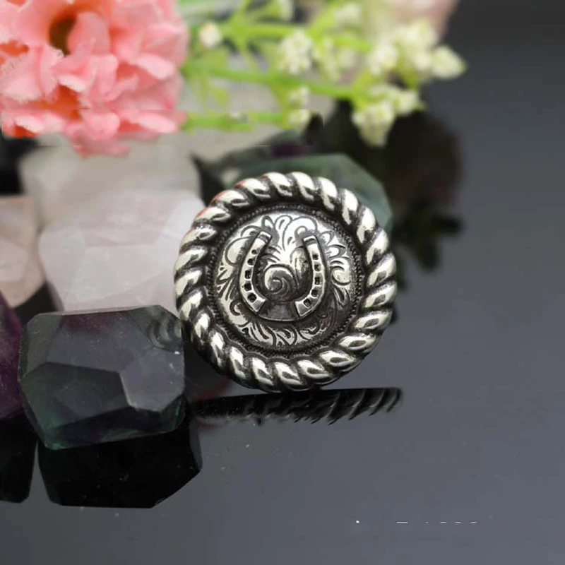 

DIY leather craft 25mm vintage silver horseshoe design wallet decoration solid brass material 3pcs/lot