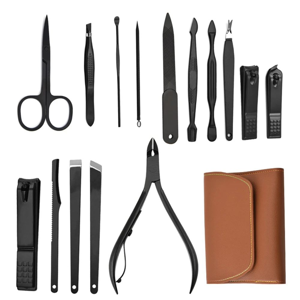

New 16 In 1 Nail Cutter Professional Stainless Steel Scissors Grooming Kit Art Cuticle Utility Tools Nail Clipper Manicure Set