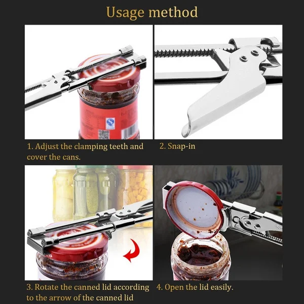 

Jar Opener Adjustable Bottle Opener All-in-One Can Opener Stainless Steel All Jar Sizes Lid Twist Off for Weak Hands