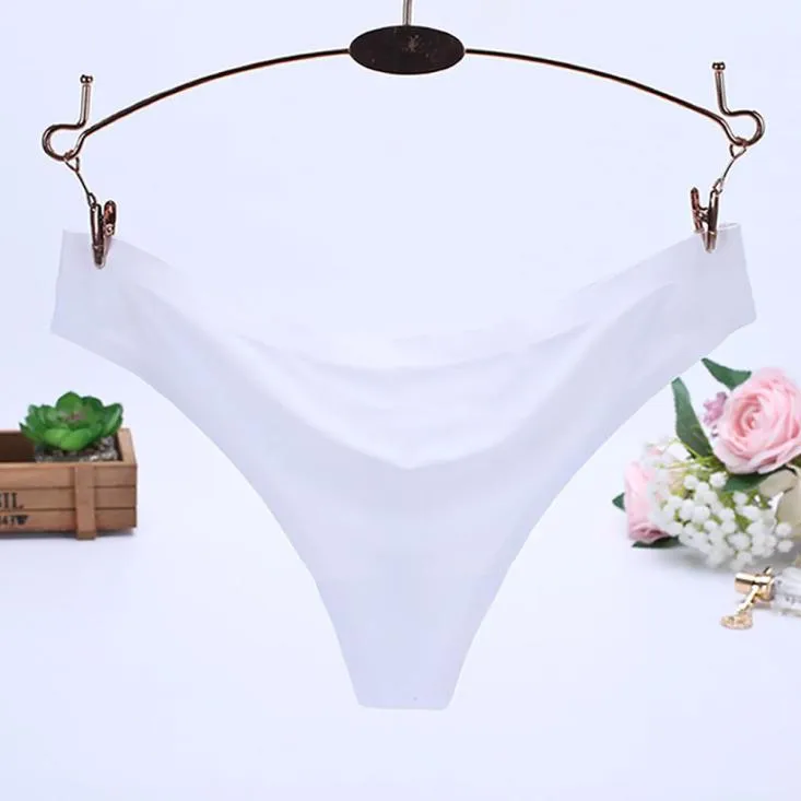 

Transparent Floral Bow Soft Lingerie Sexy Women Invisible Underwear Briefs G-Strings Ice Silk Seamless Crotch Lace Panties