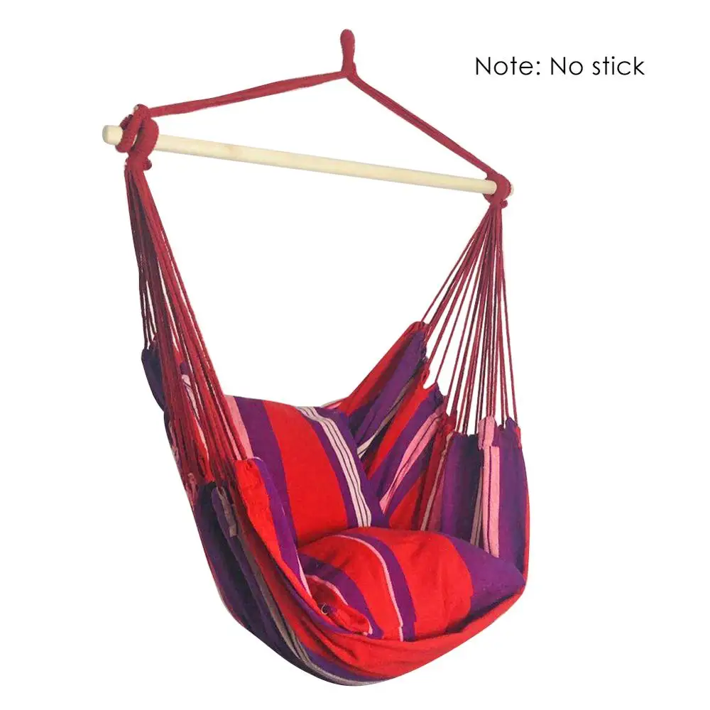 Hammock with pillow Портативный гамак стул Открытый Сад Гамак подвесной стул для дома путешествия Кемпинг Туризм качели Холст Полосатый гамак качели - Цвет: Hammock with pillow