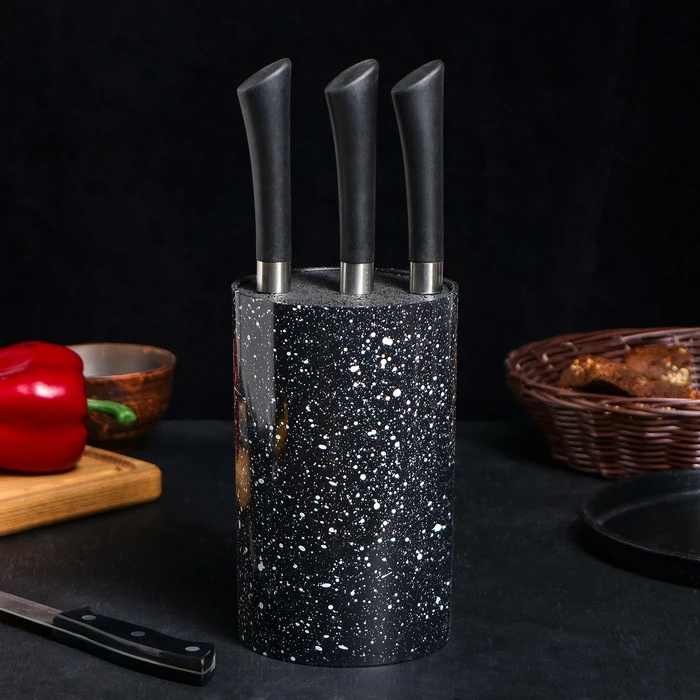 Подставка для ножей Зефир 11×18 см с наполнителем цвет чёрный |