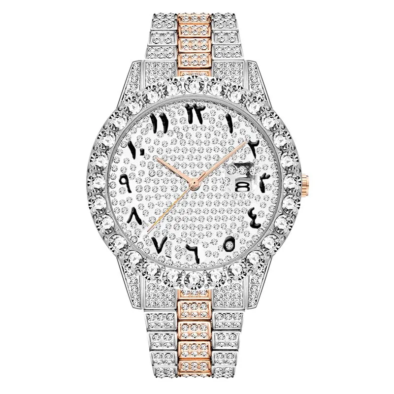 2643A-4 MissFox арабские цифры мужские s часы лучший бренд класса люкс rolexable_часы мужские 18 К золото большой алмаз Xfcs классические мужские часы со льдом - Цвет: 2643A-4