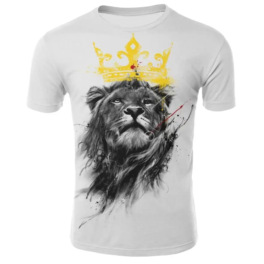 2019 Летняя мужская Свободная дышащая футболка с рисунком головы льва удобная