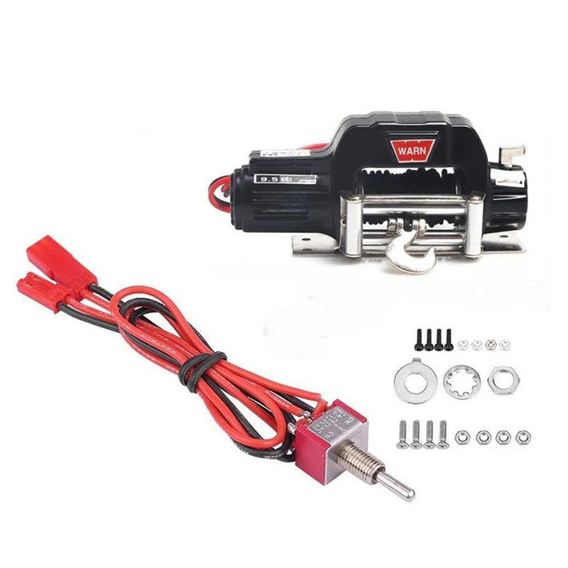 

RC Crawler Winch, Durable Firm 1/10 Scale Crawler Winch with Control System Set for Traxxas HSP Redcat Off-Road Car