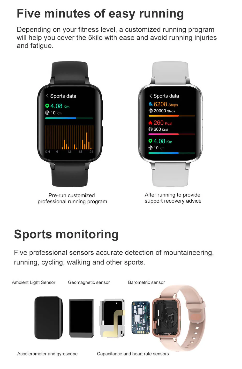 Ecg-novo smartwatch com tela full touch para