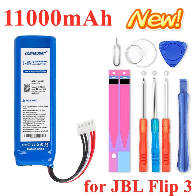 Аккумулятор GSP0931134 для JBL JBLXTREME 29000 мАч CS-JMX100SL Flip 3 и 4 Player Flip3 Flip4 3000 GSP872693 01