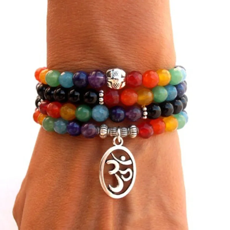 

Браслет 108 Mala Chakra или ожерелье Onyx Yoga браслет для медитации