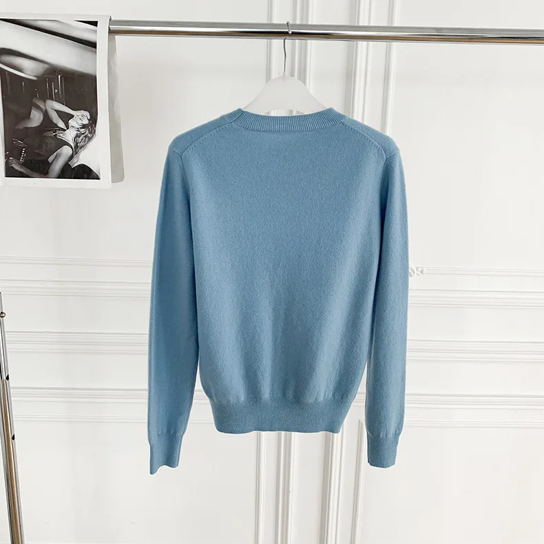 

2021 Autumn New Women Fashion Classic Brand Luxury Design Casual Versatile Concise Round Neck Long Sleeve Knitted Sweater A3