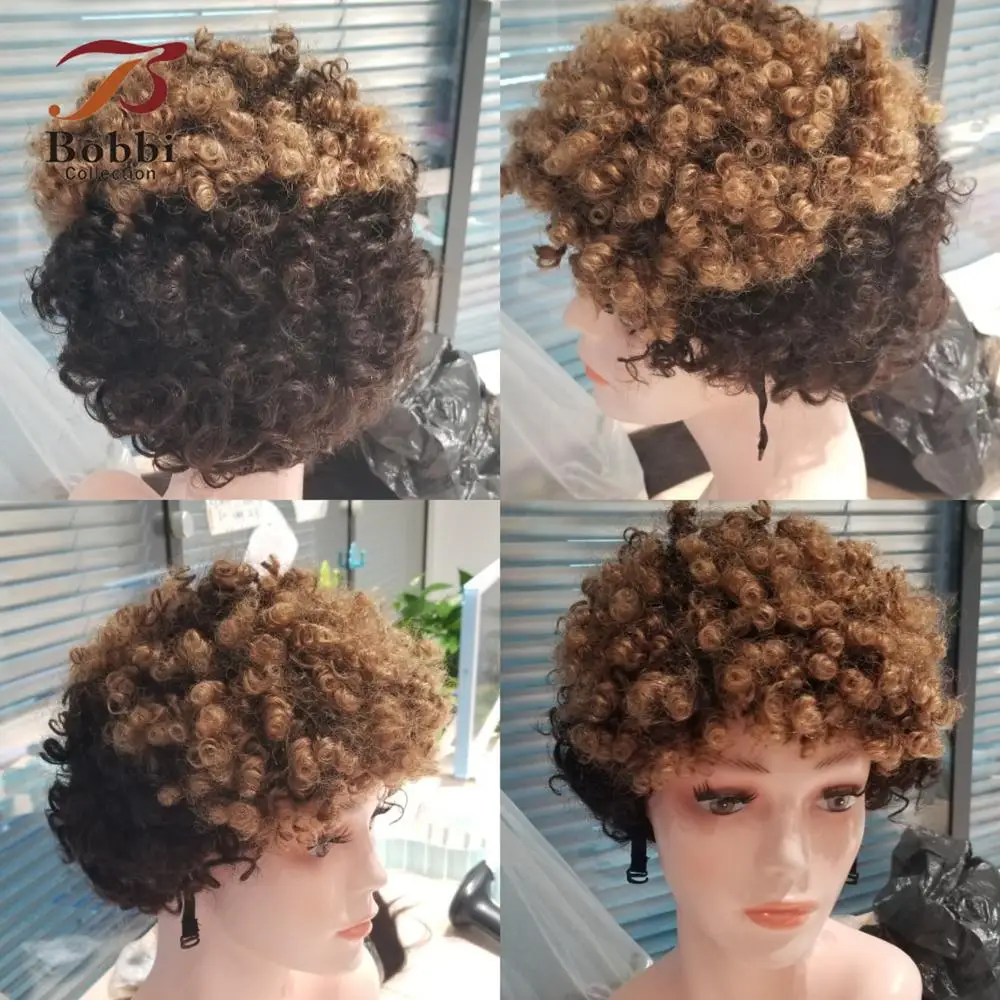 Bobbi коллекция Омбре афро стиль парик медовый блонд черный короткий фабричного