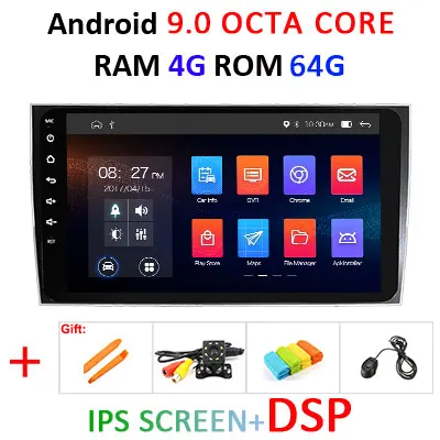 9 ''4G+ 64G 8 ядерный Android 9,0 2 Din Автомобильный мультимедийный плеер dvd gps для Porsche Cayenne 2003-2010 Cayenne GTS Автомагнитола DAB obd2 - Цвет: 4G 64G IPS DSP