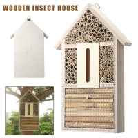 natural insect butterfly house bee wooden house garden bug nest hanging shelter garden insects box beekeeping supplies