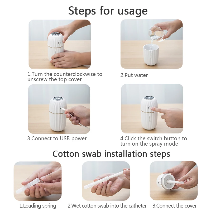 

300ml USB Aroma Diffuser with 7 Color Light Changing Purifier Cool Mist Air Humidifier for Home Office Gift