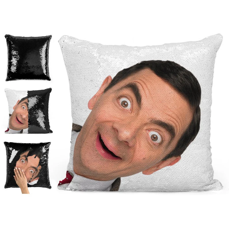 

Mr Bean Rowan Atkinson Sequin Pillow | Sequin Pillowcase | Two Color Pillow | Gift For Her | Gift For Him | Pillow | Magic Pillo