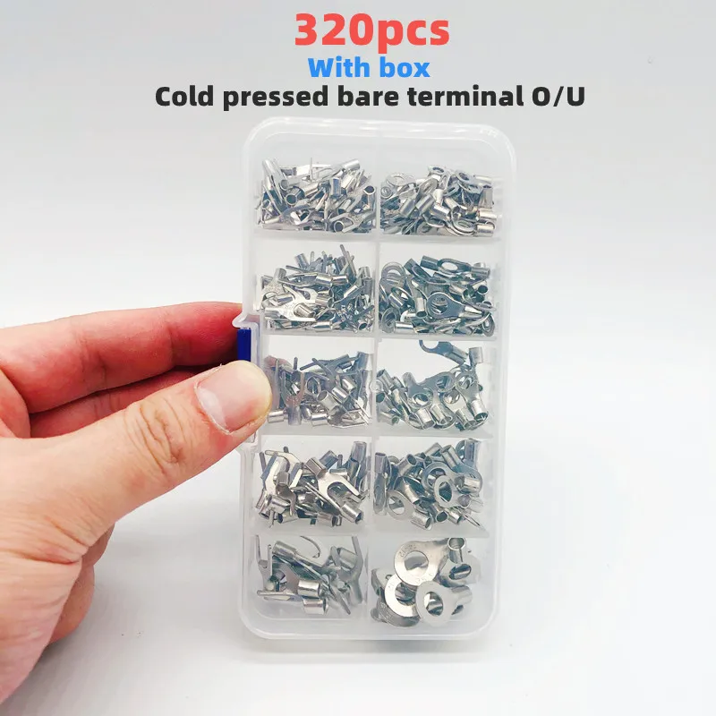 

320pcs boxed with crimping tool,pliers,cold-pressed terminal, U-shaped O-shaped copper nose wire, power connector 0.5-4mm square