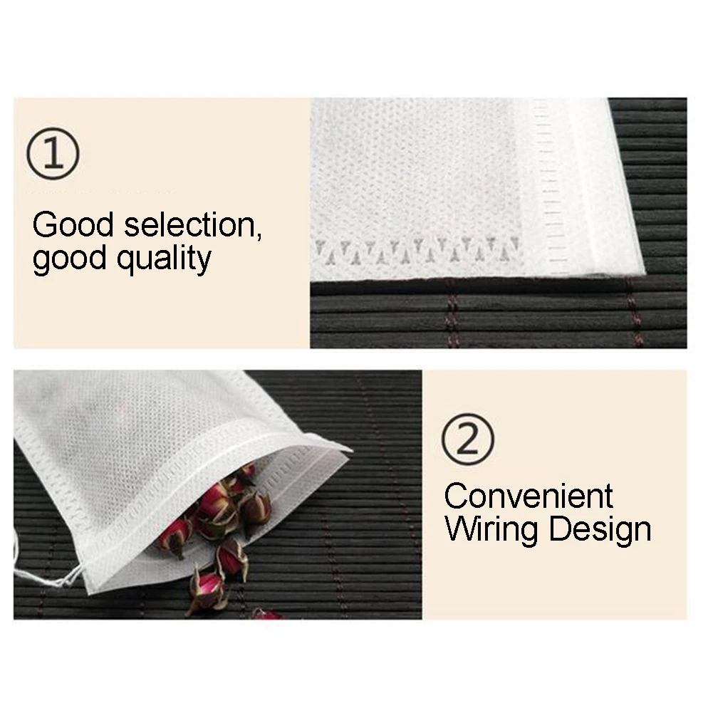 Пустые одноразовые нетканые тканевые чайные пакеты на шнурке 100 шт. мерцающий