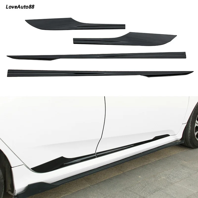 Carbon Fiber Боковая сторона кузова Обшивка двери Накладка молдинга поток панель бампер молдинги для капота для Honda Civic 10th автомобильные аксессуары - Цвет: Carbon Fiber