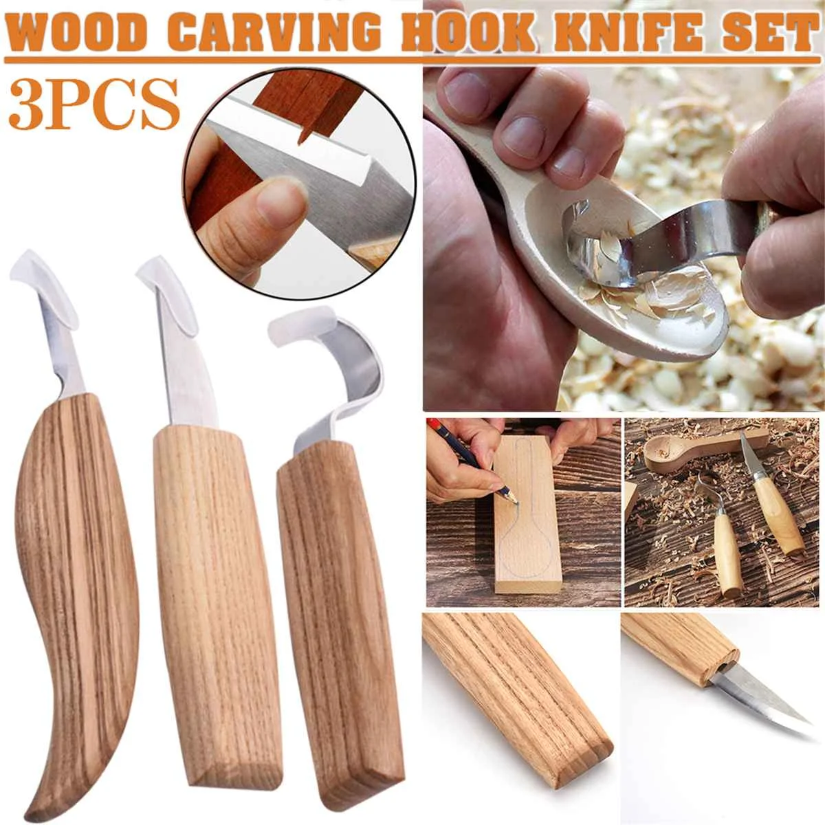 

3-piece Set Carving Knife Woodcut DIY Hand Wood Carving Tools Woodcarving Cutter Peeling Knives Woodworking Hand Tools worker