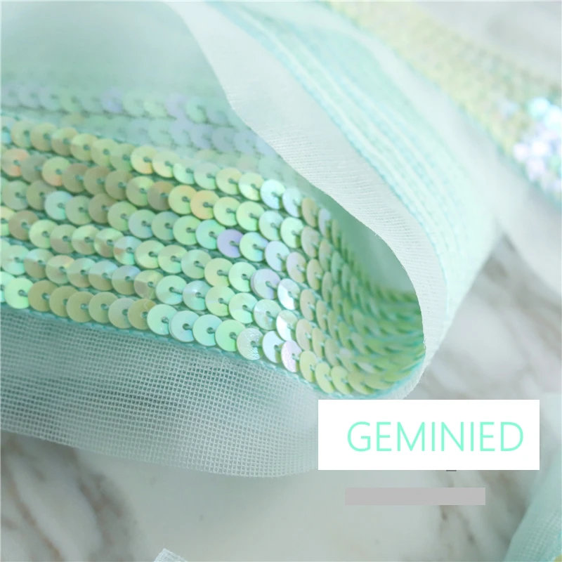 Тюлевая лента из органзы 10 ярдов с пайетками зеленого цвета для самостоятельного