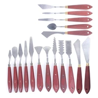 17 pcs stainless steel palette knife set thin and flexible art tools with wooden handle for painting color mixing