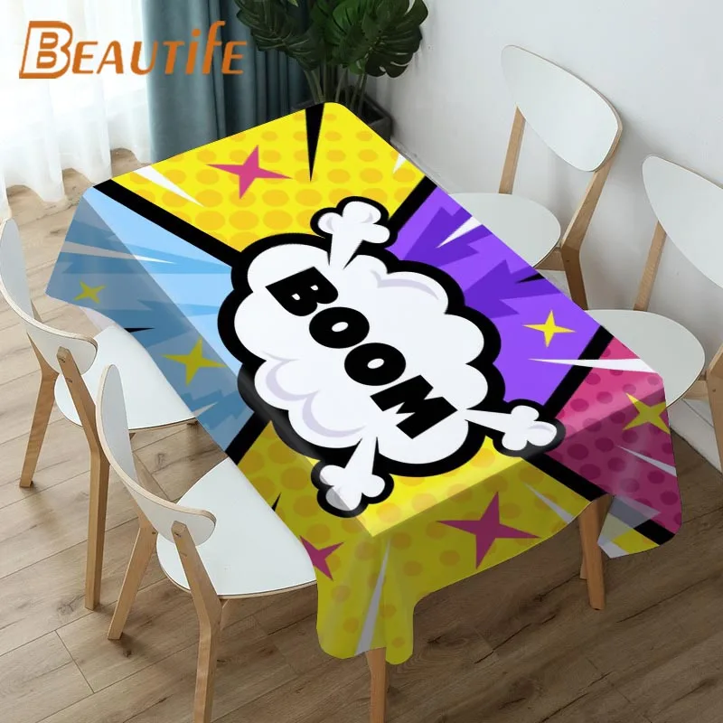 

Nice Pop Art Tablecloth Fashion Style Hotel Picnic Party Table Waterproof Table Covers Home Dining Tea Table Decoration 0816