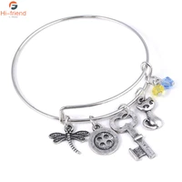 anime horror black cat bracelet dragonfly button key gem charm bracelet for women girl gift jewelry cosplay prop