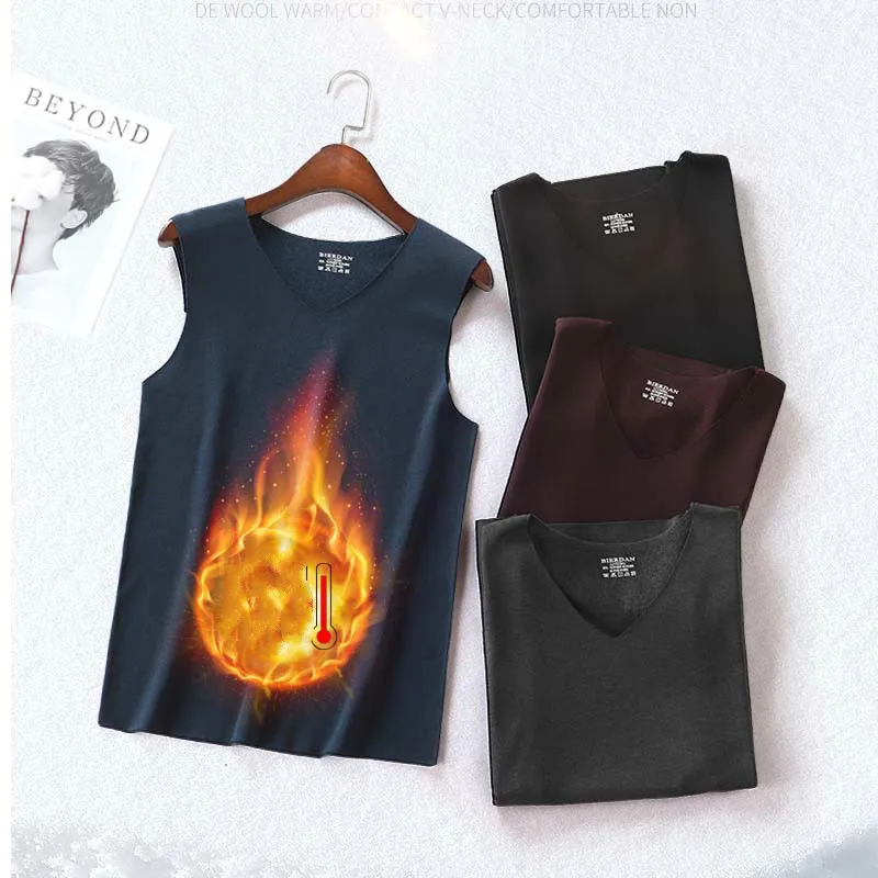 1 шт. набор Для мужчин s v образным вырезом Термальность майки сплошное теплая