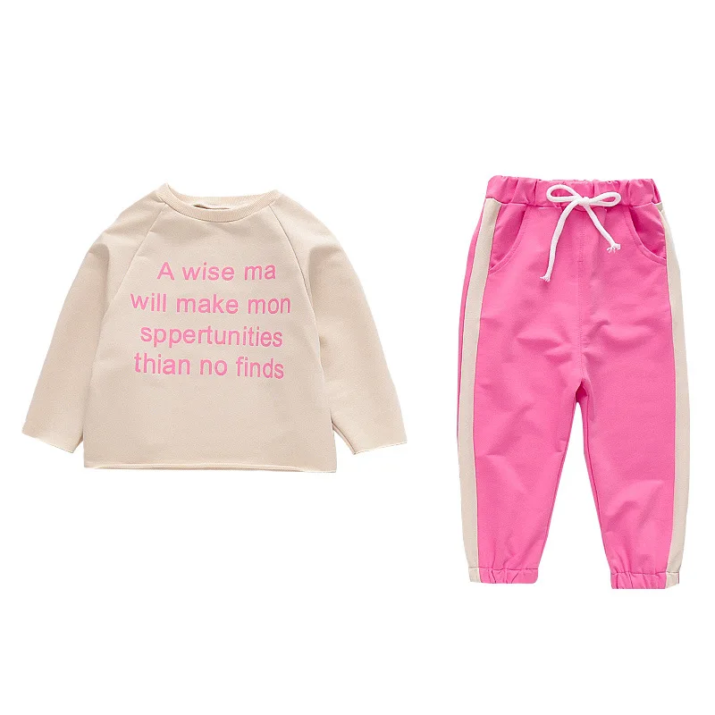 

Girls' Lettered Casual Suit 2021 Spring New Korean Style Fashion Baby Sports Two-Piece Suit Fashion Trend