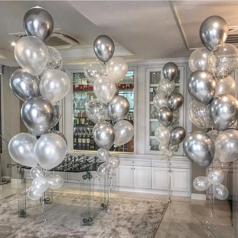 10 шт./лот разноцветные шары хромированные металлические латексные и конфетти